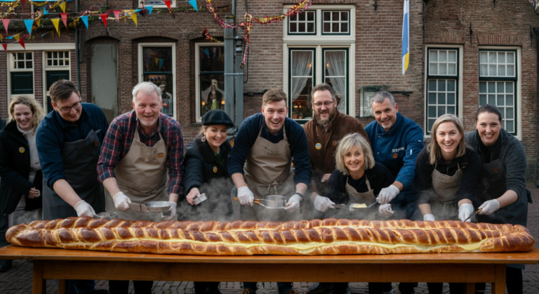 Maasbracht breekt wereldrecord met frikandel van ruim 41 meter en haalt duizenden euro’s op voor KWF